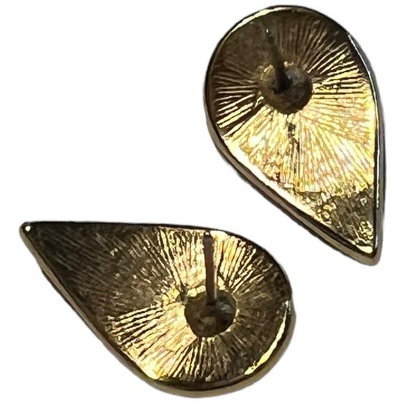 Vintage Gold-Tone Peach & Green Swirl Post Earrings, Teardrop Design - Picture 9 of 15